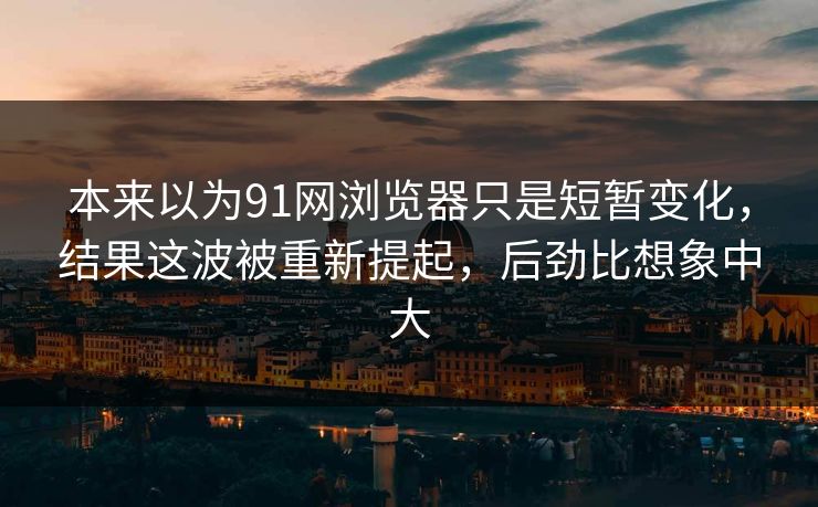 本来以为91网浏览器只是短暂变化，结果这波被重新提起，后劲比想象中大