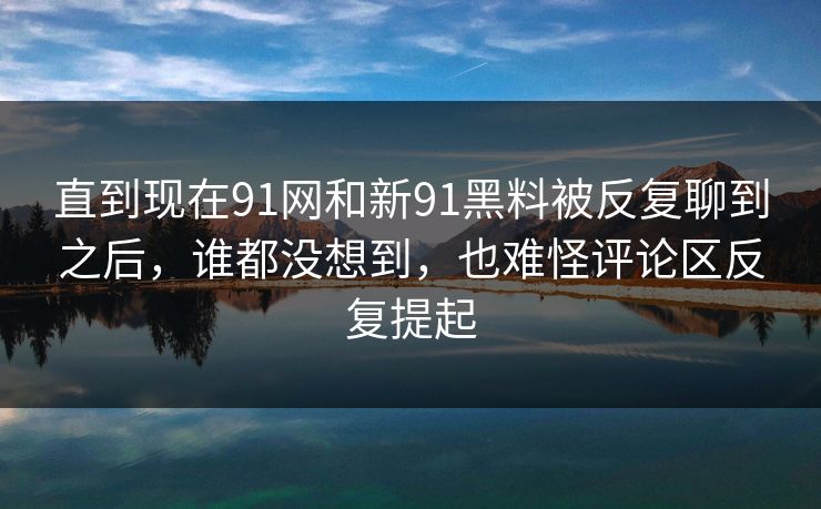 直到现在91网和新91黑料被反复聊到之后，谁都没想到，也难怪评论区反复提起