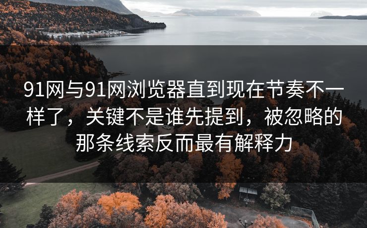 91网与91网浏览器直到现在节奏不一样了，关键不是谁先提到，被忽略的那条线索反而最有解释力