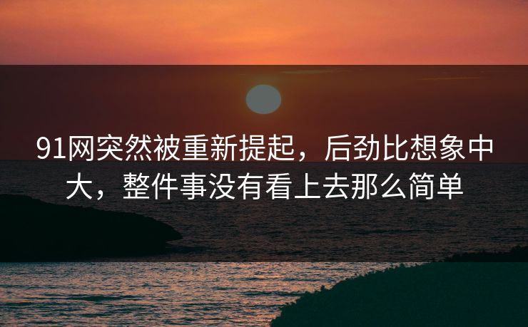 91网突然被重新提起，后劲比想象中大，整件事没有看上去那么简单
