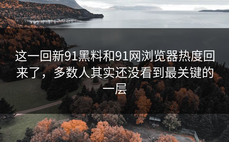 这一回新91黑料和91网浏览器热度回来了，多数人其实还没看到最关键的一层